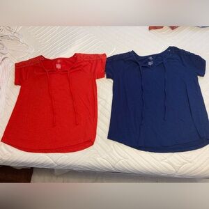 St. John's Bay Vibrant Blue and Red Tops